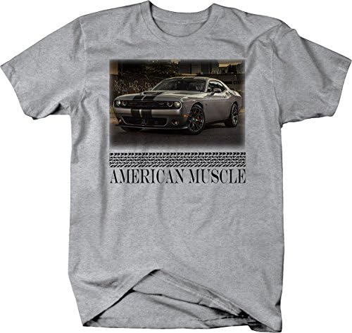 American Muscle Hotrod Challenger Grey Hotrod Car Racing Graphic Camise