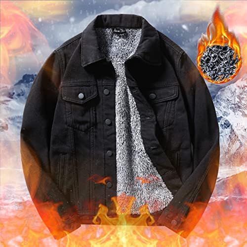 Jaquetas de jeans xzhdd para homens, inverno espessado e quente casaco casual casual lã de lã de pelúcia com bolsos