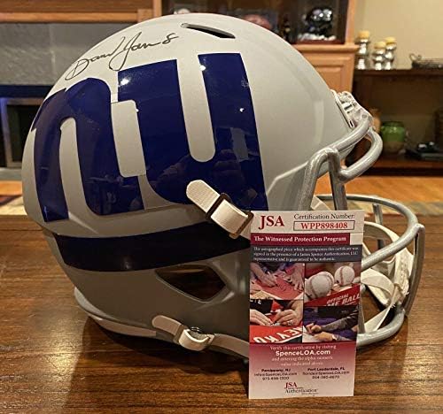 Daniel Jones autografou o New York Giants em tamanho grande, a testemunha de capacete JSA - capacetes autografados da NFL