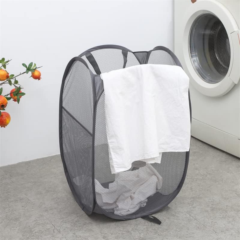 2 pacote de pacote de cestas de lavanderia dobrável, cesto de lavanderia de malha dobrável com alças de transporte reforçado, cestas
