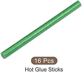 Rebower Hot Glue Sticks Mini adesivo Hot Melt Glue Gun Sticks, [para arte, artesanato, bricolage, fabricação de cartões] - 0,27 x 4/verde glitter/16 pcs