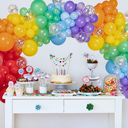 Rainbow Balloon Arch Kit, Jogams 106 Pacote de balão colorido guirlanda com balões de confetes de arco -íris, 10/10/12/18