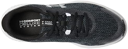 Under Armour Men's Charged Rogue 3 Knit Running Sapat, Black/White/Metallic Silver, 10.5