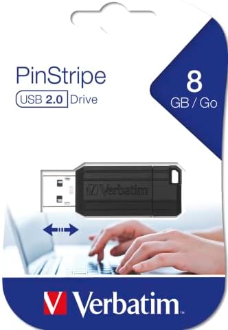 Terbatim 8GB Pinstripe USB Flash Drive - Black