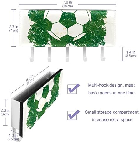 Love Soccer Football Green Rack Organizer com 5 ganchos de parede banheiro da banheiro prateleira prateleira de armazenamento