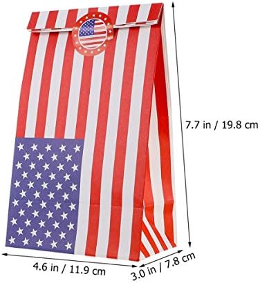 Zerodeko 12pcs American Flag Padrão Bolsa de Presente, Dia Nacional do Dia Eleitoral Sacos de Presentes 4 de Julho Favorias de Treat Smags com 18 adesivos para o Dia da Independência e Partido Temático