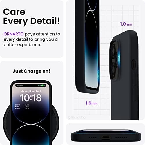 ORNARTO COMPATÍVEL com iPhone 14 Pro Max Case 6.7, Slim Liquid Silicone 3 Camadas cobertas cobertas de gel de borracha de borracha capa protetora com revestimento de microfibra 6,7 ​​polegadas preto