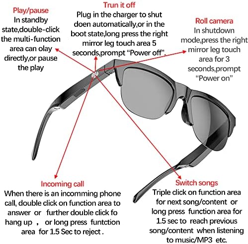 Óculos inteligentes óculos de sol Bluetooth sem fio Música de ouvido aberta e chamadas livres de mãos, para homens e
