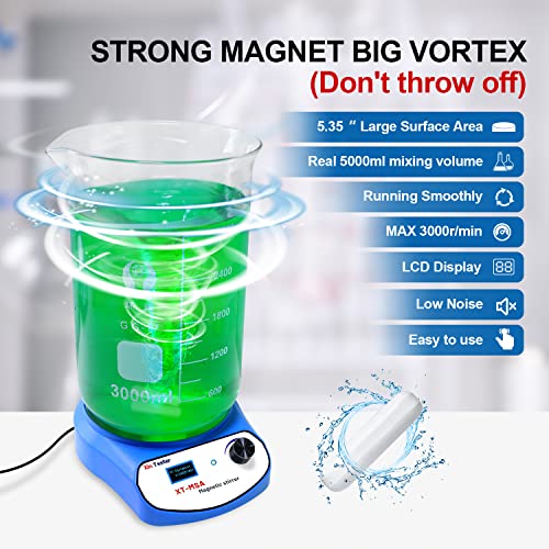 Xin Tester 3000ml LED Digital Magnetic Sirrador, misturador magnético de aço inoxidável com barra de mexer