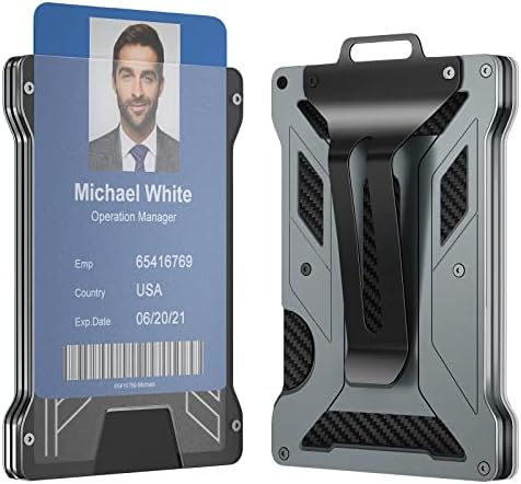 Carteira tirdet para homens minimalistas de carteiras de metal, clipe de dinheiro bloqueando RFID, segura 15 cartão