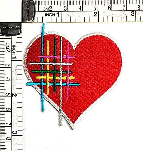 Kleenplus 2pcs. Pretty Heart Patches Sticker Arts Red Heart Heartbeat Cartoon Patch Sign Symbol Costume T-shirt Jeans