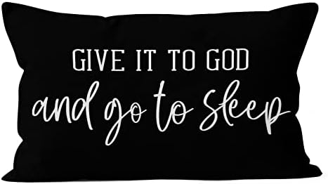 Hiwx Dê a Deus e vá para dormir as Escrituras Citações Decorativas travesseiros Tampa de travesseiro, Bible Verse Farmhouse