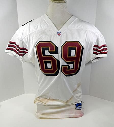 San Francisco 49ers Phil Ostrowski #69 Jogo emitido White Jersey DP30224 - Jerseys de jogo NFL não assinado usada