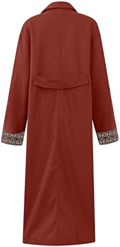 Casacos de inverno feminino Moda de bolso impresso de manga comprida lapela sobre casacos de casaco de lã de lã de lã