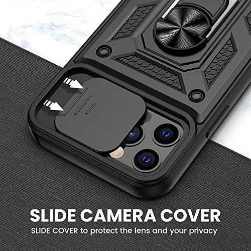 Vego para iPhone 12 Pro Case, iPhone 12 Case com protetor de tela e tampa da lente de slides, 360 ° de capa de capa magnética de 360 ​​° para iPhone 12 / iPhone 12 Pro 6,1 polegadas 2020 - Black