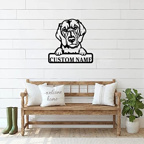 Alioyoit Nome personalizado Pet Dog Sign Placa Decorativa sinal de metal sinal de negócios, personalizado pronto para pendurar a aço de arte de parede de metal de aço sinal de corte para a decoração do quarto da alpendre Decoração de casa de casa 24 polegadas de 24 polegadas