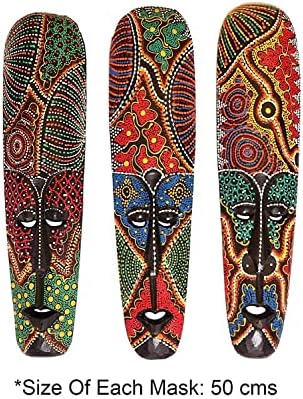 Máscara de madeira de parede de estilo afro-egípcia pintada à mão/máscara de madeira bordada e montada-para decoração