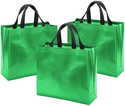 Volanic 12,7 x 11 x 4,7 sacolas de presente pretas não tecidas com acabamento brilhante Bolsa de favor bolsas de brindes para festa