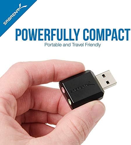 Adaptador de som estéreo externo do SABRENT USB para Windows e Mac. + Hub premium de alumínio de 3 portas Mini USB 3.0