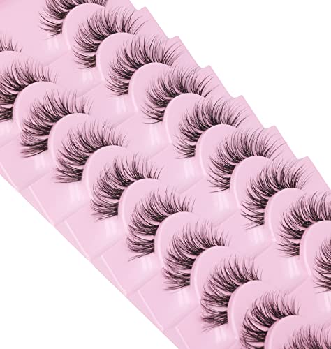 Cílios de agrupamento de olho de gato de gato natural de cílios falsos de faixa clara, como cílios de cílios, pacote de