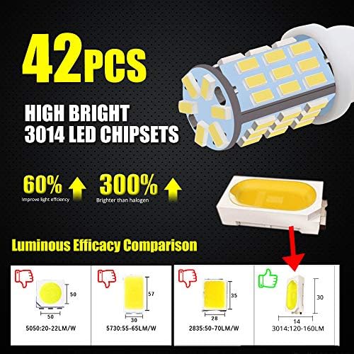 20pcs Super Bright RV Trailer 921 194 T10 3014 42-SMD 12V Backup de carro reverso lâmpadas LED LIDUDAS LUZES LED LUZES 6000K Xenon White.