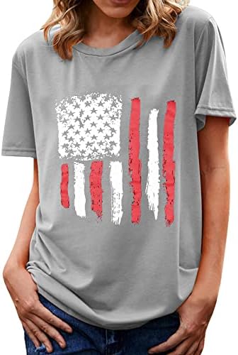 4 de julho camisetas camisetas para mulheres de manga curta camiseta em videira americana de bandeira americana estrelas listradas