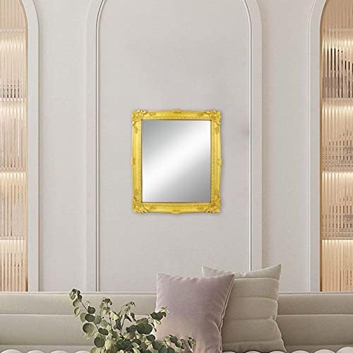 Zocolor espelho de parede de ouro vintage, espelho antigo de 14 x 12 polegadas Retângulo Espelho decorativo de parede quadrado, espelho