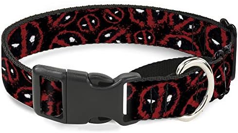 Dog -Collar Martingale Deadpool Splatter Logo espalhado preto vermelho branco 9 a 15 polegadas 1,0 polegadas de largura