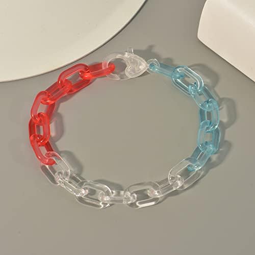 Colorido verão link link pulseiras modernas minimalistas arco -íris resina colorida link link link link link bacelete grosso acrílico