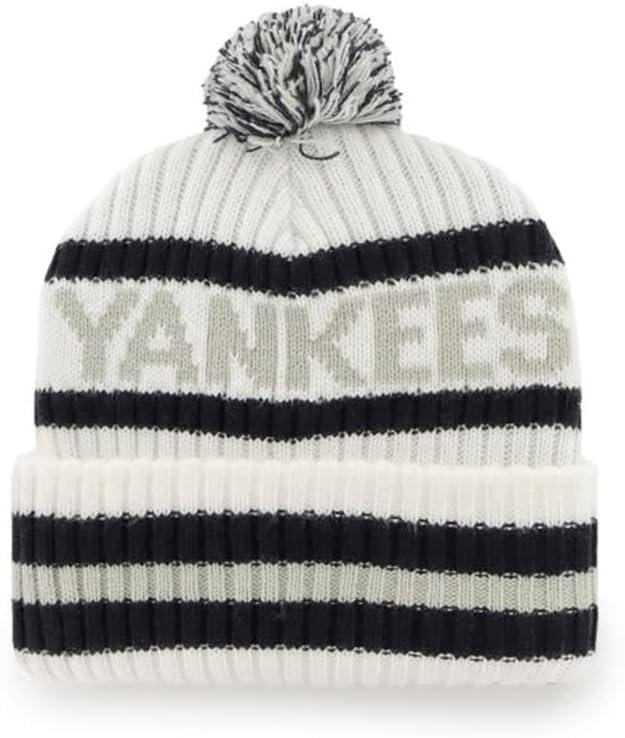 '47 New York Yankees Adulto Bering Cuffed Knit Pom Lapanie - White