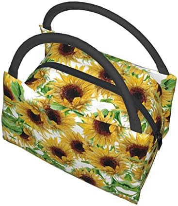 Evealyn Yellow Sunflowers Bolsa de almoço impressa Bolsa de isolamento térmico portátil portátil, adequado para viagens