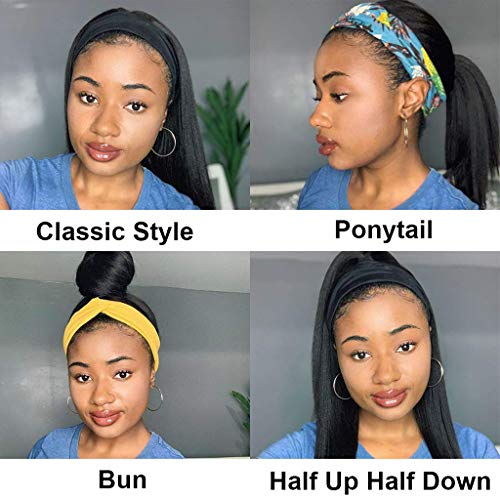 GDWIGS Perucas de faixa reta longa para mulheres negras sem glueless Wig sintético peruca de 180% de alta densidade