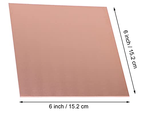 Daseyyue 2 pcs pura folha de cobre, 6 x 6, espessura de bitola 18, sem arranhões, filme de proteção de ambos os lados