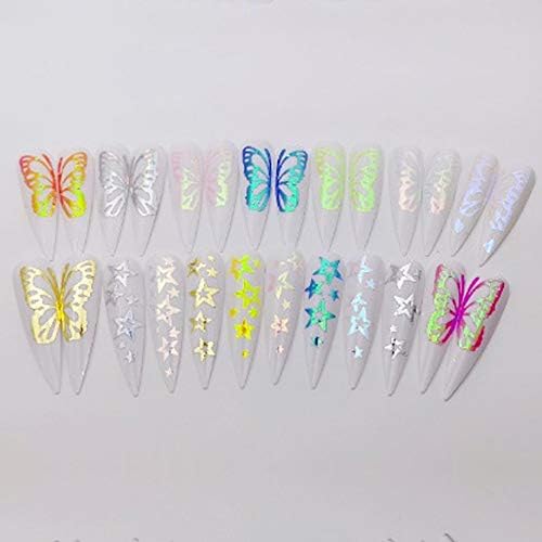 16pcs asas de borboleta Design Decalques de unhas adesivos Rainbow Butterflies Speda adesivos de arte de unha adesivos