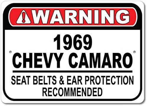 1969 69 Chevy Camaro Seat Belt Recomendado Recomendado de carro, placa de garagem de metal, decoração de parede, sinal de carro GM - 10x14 polegadas