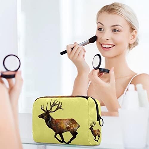 Bolsa de maquiagem tbouobt bolsa de bolsa cosmética bolsa bolsa com zíper, desenho animado de animais com alces