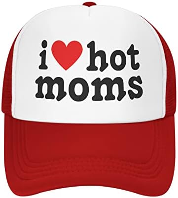 I Love Heart Hot Moms Hat Unisex Chapéus de caminhão de caminhão adulto para adultos Caps de pesca clássicos