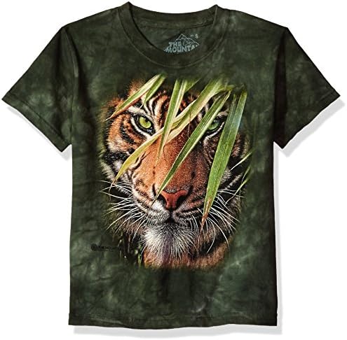 A camiseta infantil da floresta da montanha, verde, xl