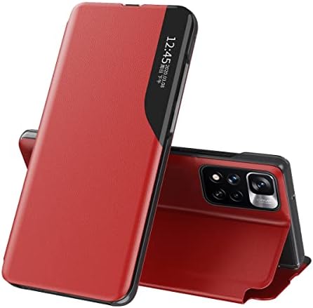 Ysnzaq hard pu + tpu couro moda slim kickstand magnético com negócios de telefone de janela inteligente para Xiaomi Redmi nota