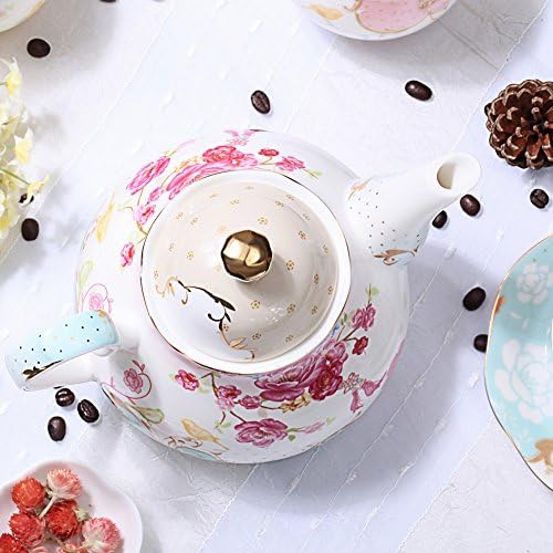 Awhome Tea Pot Bone China Design Floral Design vintage Tule de chá solto Mulheres e amantes de chá 850 ml Cerca de 4 xícaras de caixa de presente