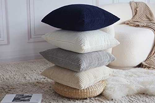 NatureTalk 18 x 18 Mlicolor Mix e Match Corduroy Throw Pillow Capas conjunto de 4: azul/branco/cinza/bege