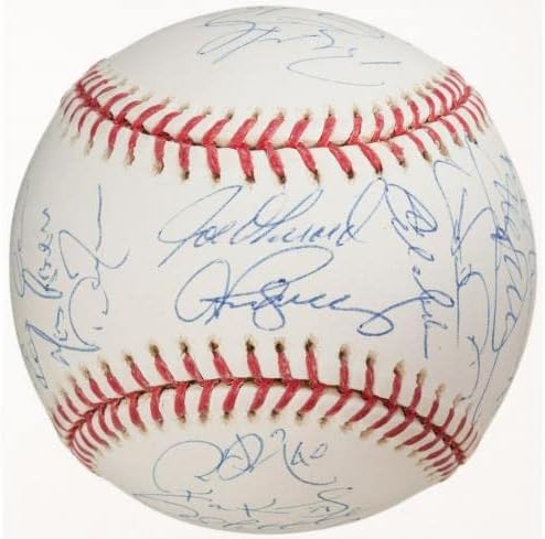 A equipe dos Yankees do New York de 2008 assinou o beisebol Derek Jeter Mariano Rivera Steiner - bolas de beisebol autografadas