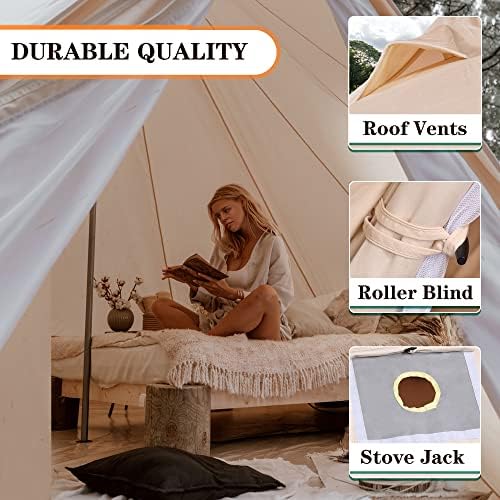 Tenda de letkind canvas com fogão Jack, tenda de camping à prova d'água de 4 temas 4/6 pessoas Glamping ao ar livre de luxo