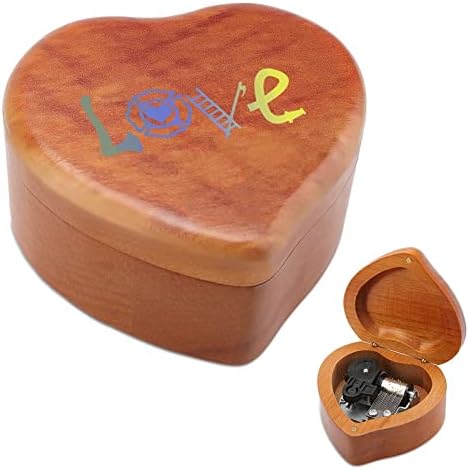 Love Firefighters Clockwork Box Vintage Wooden Heart Musical Box Toys Gifts Decorações