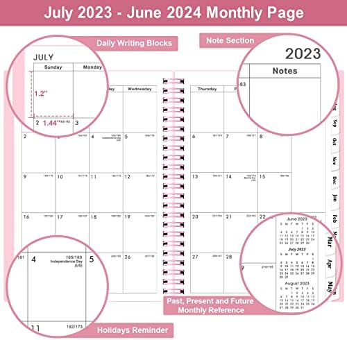2023-2024 Planejador-Planejador Acadêmico 2023-2024, 2023-2024 Planejador Semanal e Mensal com Tabs, julho de 2023 a junho de 2024, 6,25 × 8,3, encadernação de dois ardos, canto redondo, melhorando sua habilidade de gerenciamento de tempo