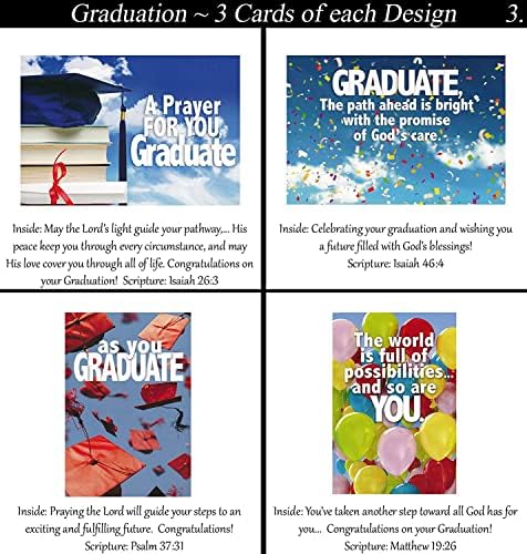 Cartão de graduação 36 Conte o conjunto de cartões de caixa religiosa/cristã com as Escrituras em todos os cartões de graduação