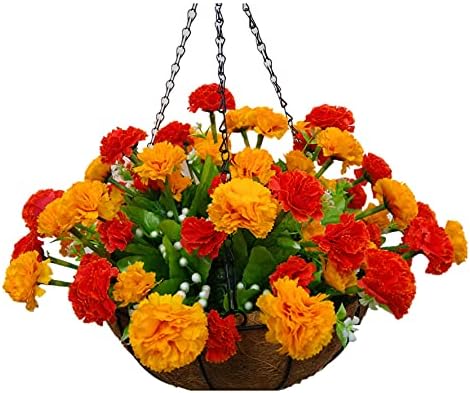 Corrente a cesta de cestas de cesto de flores artificial de cravos flores flores de seda laranja laranja