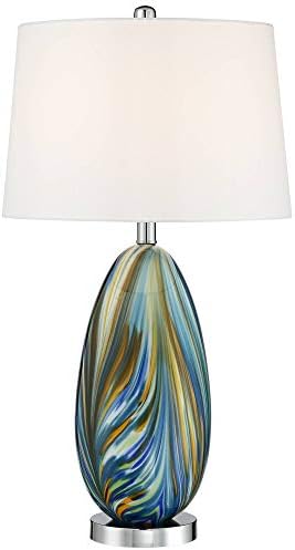 Possini Euro Design Pablo Modern Table Lamp 27 Alto em turbilhão Multi Color Blue Blown Art Glass Metal Metal White Decor