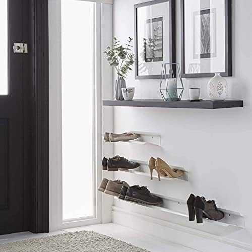 J-Me Horizontal Shoe Rack-Organizador do rack de sapatos montado na parede mantém sapatos, botas, tênis e saltos fora do chão. Um organizador moderno de calçados para sua entrada ou armário.