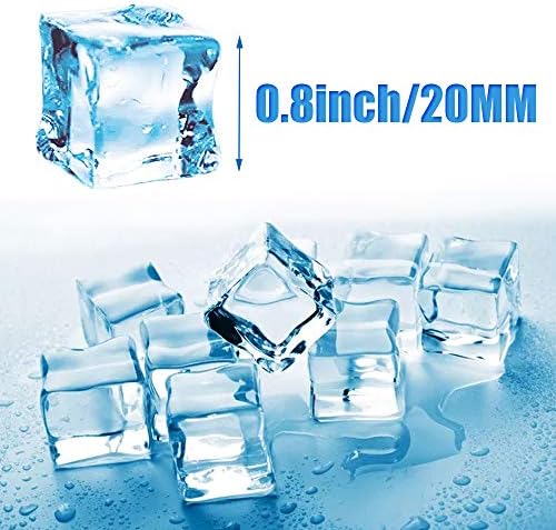Ojyudd 50 pcs cubos de gelo falsos de 20 mm de acrílica Display de cubos de gelo decorativos, cubos de gelo de cristal quadrado